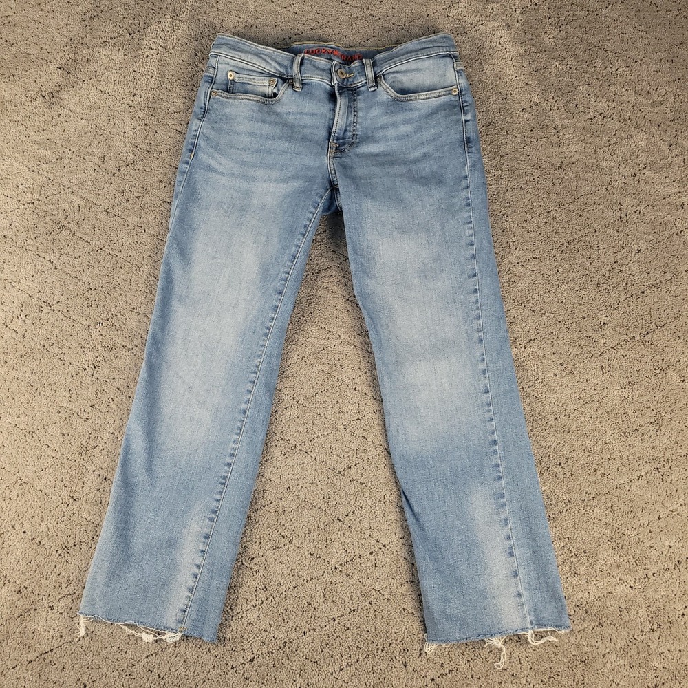 Lucky Brand Jeans Womens 6 Blue Crop Raw‎ Hem Low Rise Medium Wash Denim